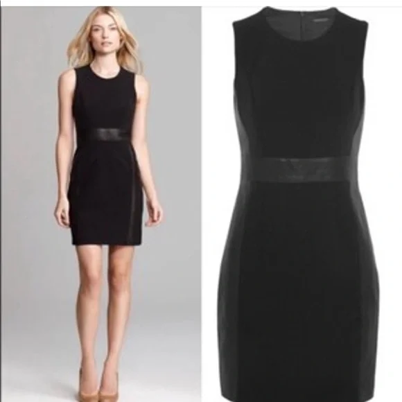 Theory Taline C Lambskin Leather Panel Dress - 00 - Picture 7 of 8